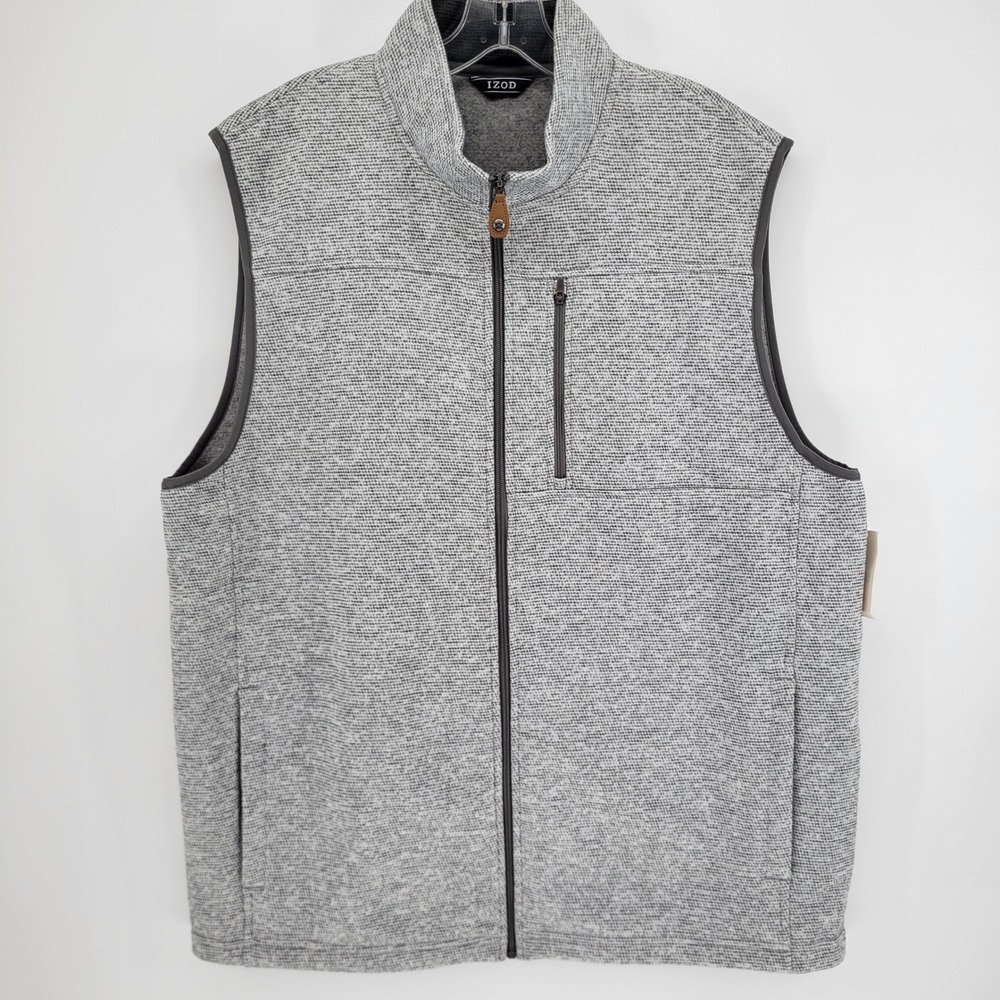 IZOD Mens Premium Essentials Sweater Fleece Vest Grey Heather XL 45GK280030